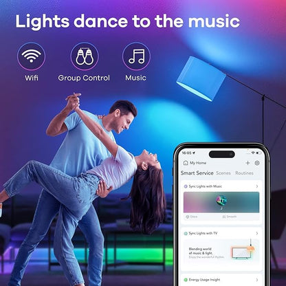 Linkind Matter Smart Light Bulb,1100LM 75W Smart Bulbs Work with Alexa/Apple Home/Google Home/SmartThings, RGBTW LED Color Changing Bulbs Music Sync, 2.4GHz Wi-Fi Light Bulbs LED 11W, A19 E26, 2Pack