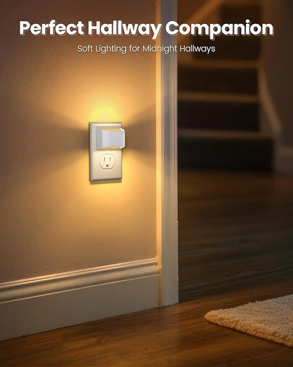 NIORSUN Plug in Night Light, Auto Brightness Sensor Night Light, 3000K Warm White, Ultra-Slim Wall Light for Hallway Bathroom Bedroom Stairs, White, 10 Pack