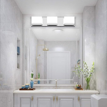 Tipace Modern 3 Lights LED Vanity Light for Bathroom Up and Down Chrome Bathroom Wall Light Fixtures Over Mirror(White Light 6000K)