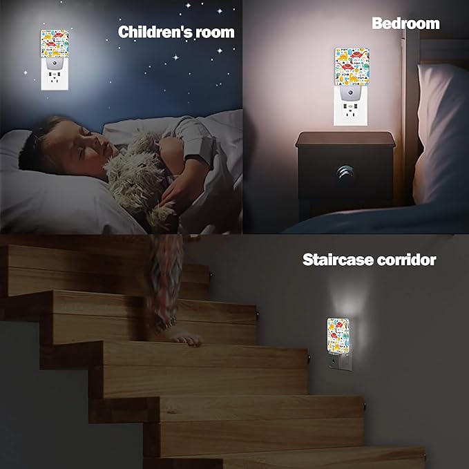 Cute Dino Night Light, Egg Night Lights Plug into Wall Decor for Bedroom, Bathroom, Hallway, Kitchen, Dusk to Dawn Sensor Nightlights for Boys Girls Women Men Room Gifts
