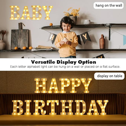 Small Led Marquee Letters, Light Up Letters, 8.58 Inch Led Letter Lights, Battery Powered Lighted Sign for Table, Party, Birthday, Christmas Decor (Letter P)