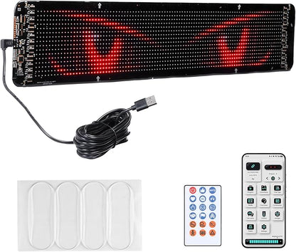 KEMIMOTO Flexible LED Digital Display Screen, Programmable Eye Light for Car Windshield with Remote & App Control, Portable LED Sign for Golf Carts, Festivals, Bars, Home Decorations, Sports Events