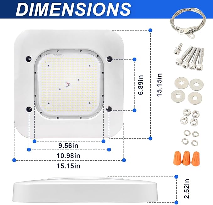 150W LED Canopy Light, 21000LM LED Gas Station Canopy Light 5700K Cool White LED Garage Ceiling Light(600W HID/HPS Equivalent), IP65 Waterproof 100-277V AC UL Listed