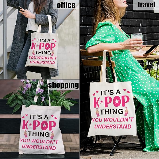 K-Pop Gift Tote Bag for Kpop Music Lover Korean Drama Canvas Tote Bag Gift for K-Pop Lover, Double-Sided Print Bags