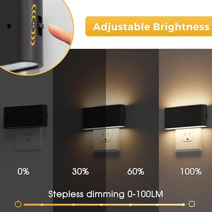 L LOHAS LED Night Light, [4 Pack] Dimmable Modern LED Night Lights Plug into Wall,Dusk to Dawn Sensor Night Lights for Kid, 0-100LM 3000K Soft White Nightlight for Hallway Bedroom Stairway