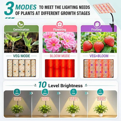 Upgrade LED Grow Lights with Stand, Full Spectrum Dimmable Grow Light with Remote Control for Greenhouse and Indoor Plant Veg and Flower Growing [Floor Stand]