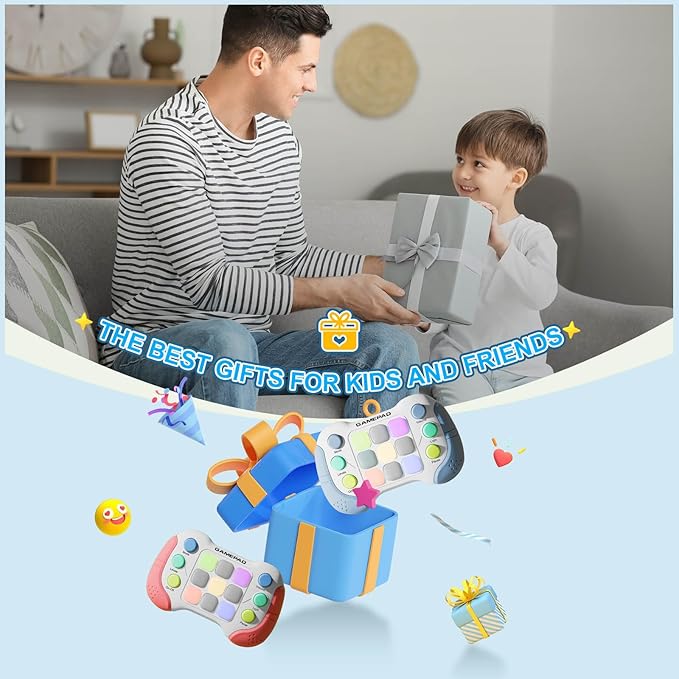 Electric Handheld Game Console Toys for Ages 8-13, Portable Quick Push Game Fidget Toys, Sensory Toy Travel Games Controller for Kids Teen Adults, Student Gift, Back to School