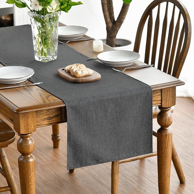 Artoid Mode Grey Table Runner, Seasonal Washable Kitchen Dining Table Decoration for Home Party Decor 13x48 Inch
