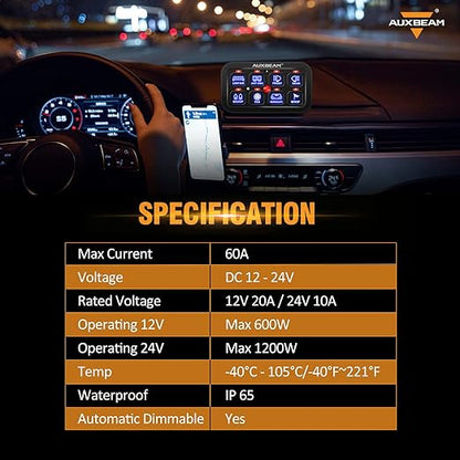 Auxbeam 8 Gang Switch Panel BA80, Universal Circuit Control Relay System Box with Automatic Dimmable On-Off LED Switch Pod Touch Switch Box for Car Pickup Truck Boat UTV ATV, Blue 3 Years Warranty