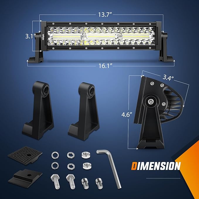 Nilight LED Light Bar 13.5 Inch Triple Row Spot Flood Combo 96LEDs Fog Driving Work Backup Bumper Lighting for Off-Road Truck SUV ATV UTV