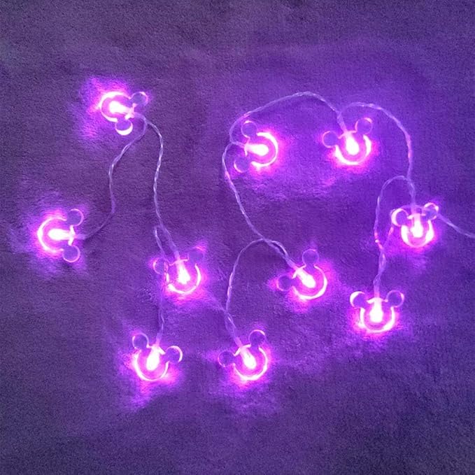1.65m 10LEDs Decorative Cartoon Animal Mouse Night Mood Light Romantic Lamp for Home Indoor Bedroom Party Festival Décor (Purple)