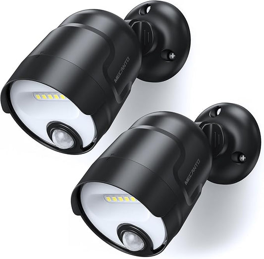 Battery Operated Motion Sensor Light Outdoor, 4000mAh Rechargeable 600 Lumen Battery Powered Spotlight Outdoor Waterproof for Porch, Garage, House (2 Pack Black)