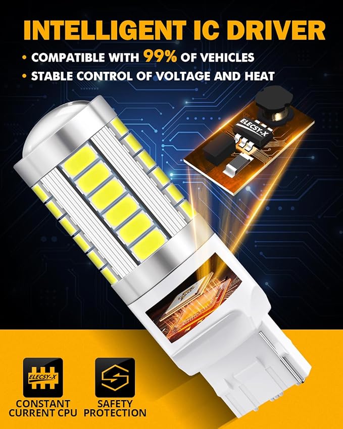 Auxbeam 7440 LED Bulbs, 6500K White, Super Bright W21W 7441 7440A 7440AL Replacement Bulb for Backup Reverse Lights, 3030 33-SMD Chipset, Pack of 2