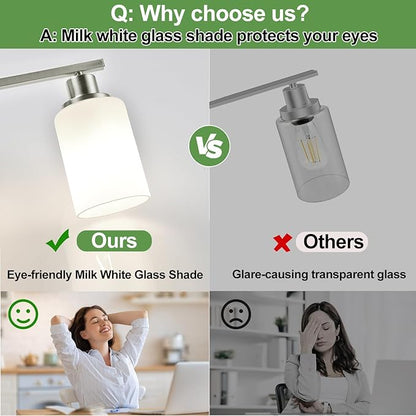 MOKATNG 3-Light Bathroom Light Fixtures, Brushed Nickel Vanity Light with Milky White Shades, Bathroom Lighting Fixtures Over Mirror, Modern Bathroom Wall Lamp for Mirror Living Room Cabinet Bedroom