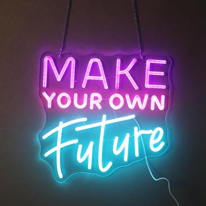 "Make Your Own Future" Neon Sign, Feminine Motivational Neon Light for Women Girls Room, Inspiring LED Wall Art, Dimmable USB Decor with Hanging Kit, Empowering Gift for Her