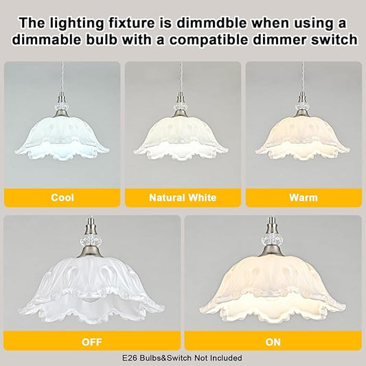 1 Piece Brushed Nickel Chandelier Light Fixtures with White Glass Shade, Brushed Nickel Finish Pendant Light,Hanging Light for Dining Room,Hallways,Living Room,Bedroom