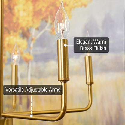 Kira Home Camille 22" Modern 5-Light Gold Chandelier, Minimalist Candle-Style Gold Hanging Fixture, Warm Brass Finish