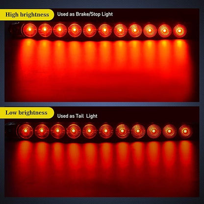 Nilight 2PCS 16Inch 11 LED Red Trailer Light Bar for Parking Stop Turn Signals Tail Brake DOT Compliant IP65 Waterproof Truck ID Marker