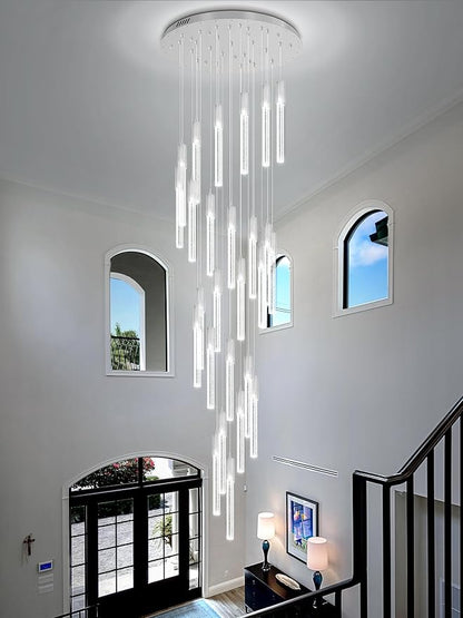 Flashing God High Ceiling Chandeliers Long Spiral Chandeliers for Entryway H144inch Modern Crystal Chandelier for Staircase Foyer Living Room Sloped Ceilings Light Fixture