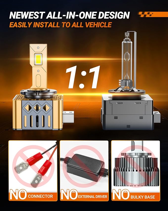 SEALIGHT D3S Bulbs, 6500K Cool White HID Bulbs, 0.01S Instant Start 1:1 D3S Original HID Replacement 66340 42403 42302 Plug and Play Pack of 2