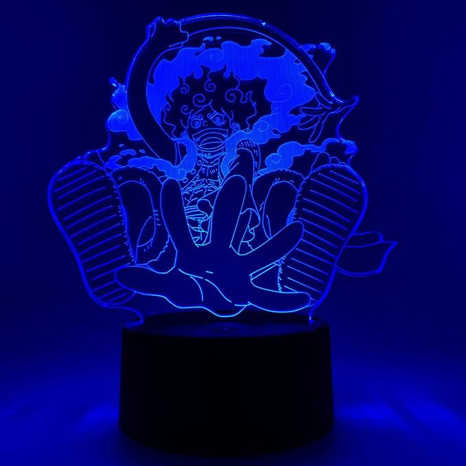 Otaku Lamps Luffy GEAR5 Posing One Piece – Anime Lamp Figure Night Light, 16 Color RGB LED – 3D Anime Room Décor Gift for Otaku