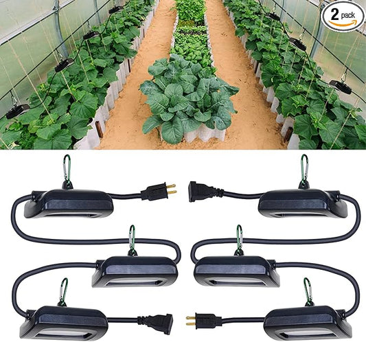 Owleye 12FT Outdoor Grow Lights LED String Plant Light, IP65 Waterproof, Full Spectrum, 120V, ETL Listed, 33.89 umol/s, Linkable Grow Light for Greenhouse & Outdoor Garden & Raised Bed (3-Bulbs)-2 Set