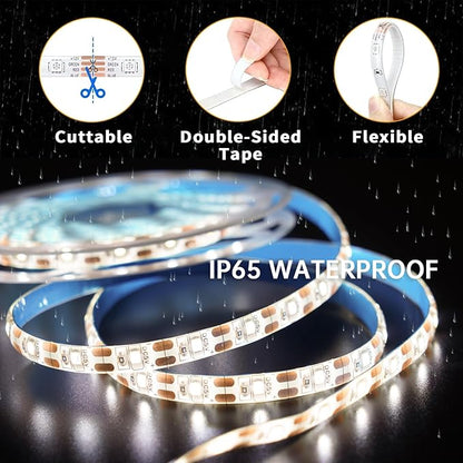 Motion Sensor LED Light Strip, Strip Light USB Powered 16.4ft, Day Night Modes & Dimming Brightness, Adhesive Tape 5V Free Cutting Rope Lights for Indoor Outdoor Decor