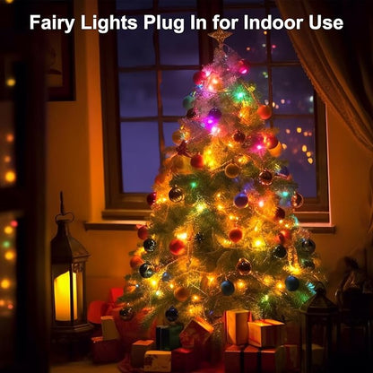 100FT 300LED Christmas Lights Plug in,Outdoor Indoor Waterproof Fairy Lights with Timer and 8 Modes,Christmas Tree Lights for Garden Party Wedding Decoration(Multi-Color)