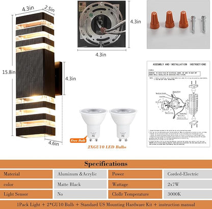 1PCS Outdoor Light Fixture, Outdoor Wall Lights, Outside Lights for House, Exterior Wall Lighting, Outside Garage Lights Wall Mount 3000K IP65 Waterproof Warm White