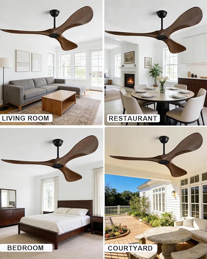 52 in Ceiling Fan of 6400+CFM High Airflow with Remote Control,Ceiling Fan without light for Indoor/Outdoor Patios.6 Speed Noiseless Reversible DC Motor,Easy to Install with Timer for Living Room