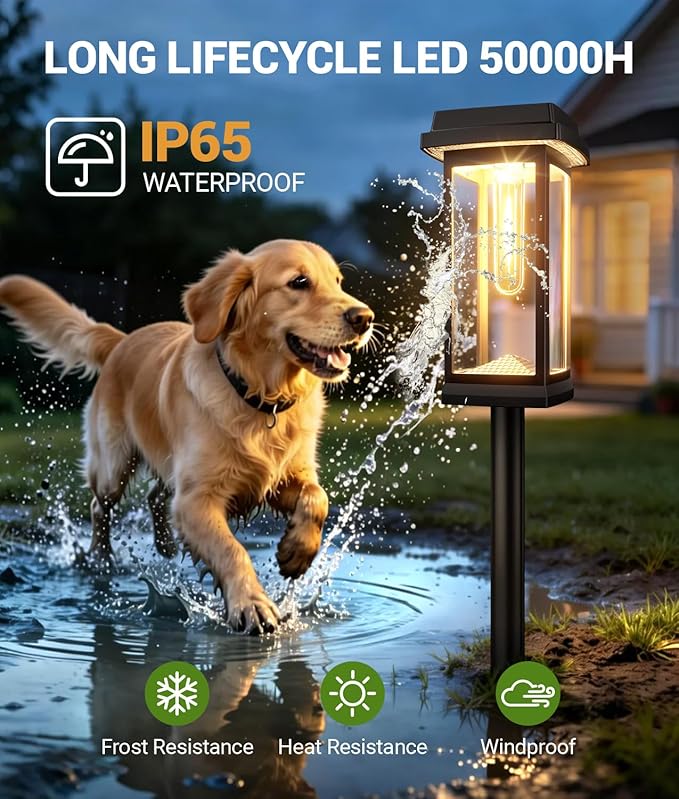 Solar Pathway Lights Outdoor, 8 Pack Upgraded Solar Garden Lights solar powered, solar lights outdoor waterproof IP65, 15 Hours Outdoor Solar Lights for Yard Patio Landscape Walkway Driveway Decor