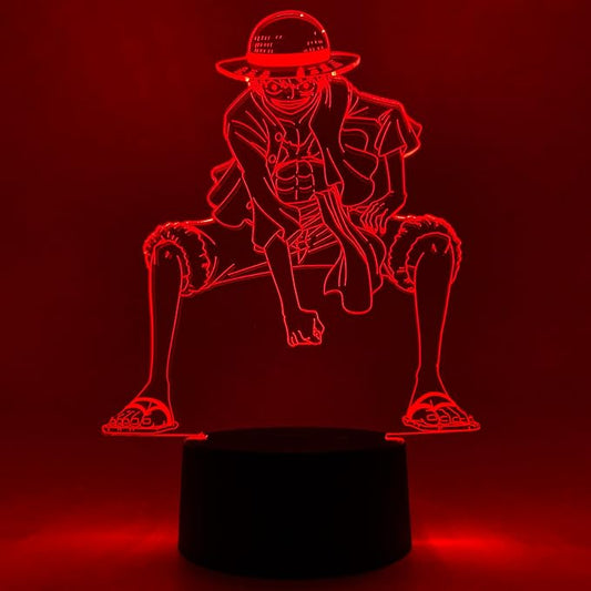 Otaku Lamps Luffy One Piece – Anime Lamp Figure Night Light, 16 Color RGB LED – 3D Anime Room Décor Gift for Otaku