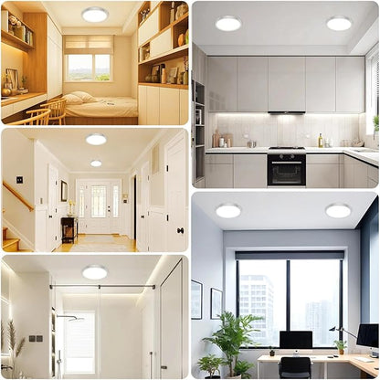 libtit 13inch LED Flush Mount Ceiling Light, Dimmable & 5Color Temperatures (3000K-6500K), 24W Round Slim Brushed Nickel Light Fixture for Bedroom Livingroom Garage Kitchen