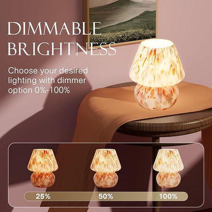 Dawnwake Mushroom Lamp Table Lamp for Bedroom,Small Desk Bedside Lamps for Living Room,Mushroom Decor Cute Mini Modern Mid Century Lamps for Night Stands,Aesthetic Home Living Room Decor(Flame Cream)