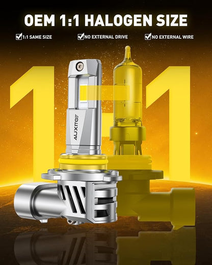AUXITO 9006 Bulb HB4 Bulbs, 50000LM Brighter Ultra-Bright, Plug N Play, Long Lifespan, No Flicker, 99% Compatibility, 2PCS