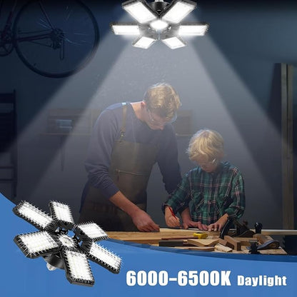Aoretic LED Garage Lights 4 Pack -180W, 18000LM 6500K Led Shop Light with 6+1 Deformable Panels, Basement Barn Light Garage Ceiling Lights, E26/E27 for Garages, Warehouse, Shop