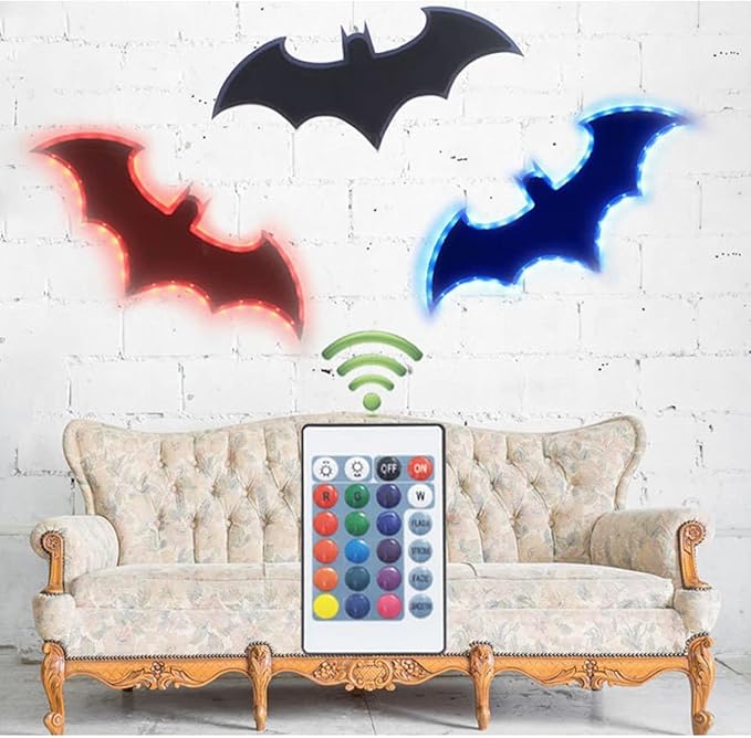 Superhero LED Lamp Decor Night Light with 16 Colors Remote Control Custom Natural Wall Sconce Acrylic Engraved Kids Room Wall Lamp for Boys Friends Gift (Mirror) (Black)