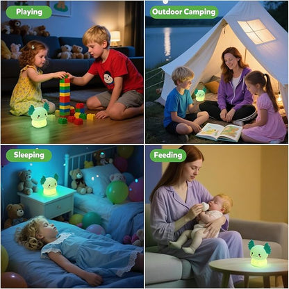 Axolotl Lamp, Axolotl Night Light, Eye-Caring Dimmable LED, Rechargeable Silicone Bedside Lamp, Night Lamp for Kids, Gifts for Boys and Girls, Funny Animal Light,Living Room,Kids Room&Girls Room Decor