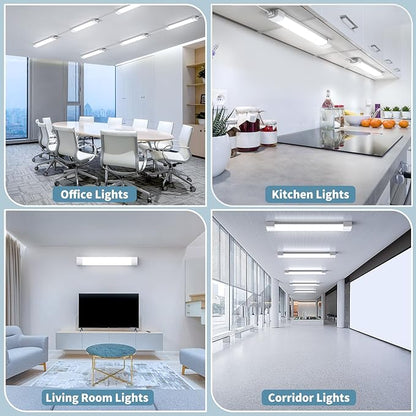 Airand Ceiling Lights LED Plug in 2ft Flushmount LED Tube Light 5000K Linkable Garage Light Fixture 18W Wraparound Ceiling Lamp Utility Shop Light Corded Under Cabinet Light with ON/Off Switch