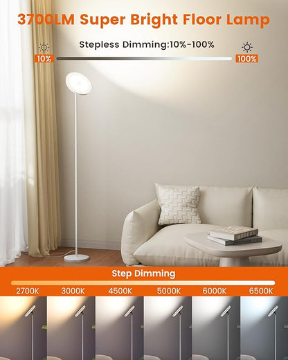 OHLUX Floor Lamps for Living Room, Bright LED Standing Lamp with Remote, Modern Color Changing Tall Lamp with Stepless Dimming, 69" Corner Floor Lamp for Bedroom, Office, RGB White