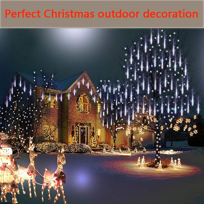 Purtuemy Christmas Lights Outdoor, Meteor Shower Lights 12 inch 8 Tubes LED Snow Falling Icicle for Christmas Decoration Tree Garden Wedding Party Holiday, White