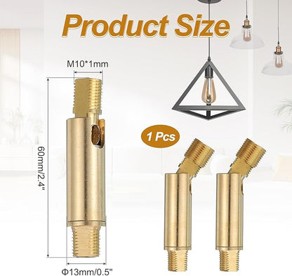 MECCANIXITY Sloped Ceiling Adapter, 90/345 Degree 60x13mm M10 Fine Thread Sloped Ceiling Light Fixture Adapter Kit for Ceiling Pendant Light Chandelier Track Suspend(Brass)