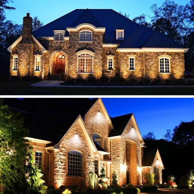 ZUCKEO Low Voltage Landscape Lights LED Landscape Lighting, 5W 12V Garden Pathway Lights Waterproof Warm White Walls Trees Flags Outdoor Landscape Spotlights with Stakes (8 Pack)