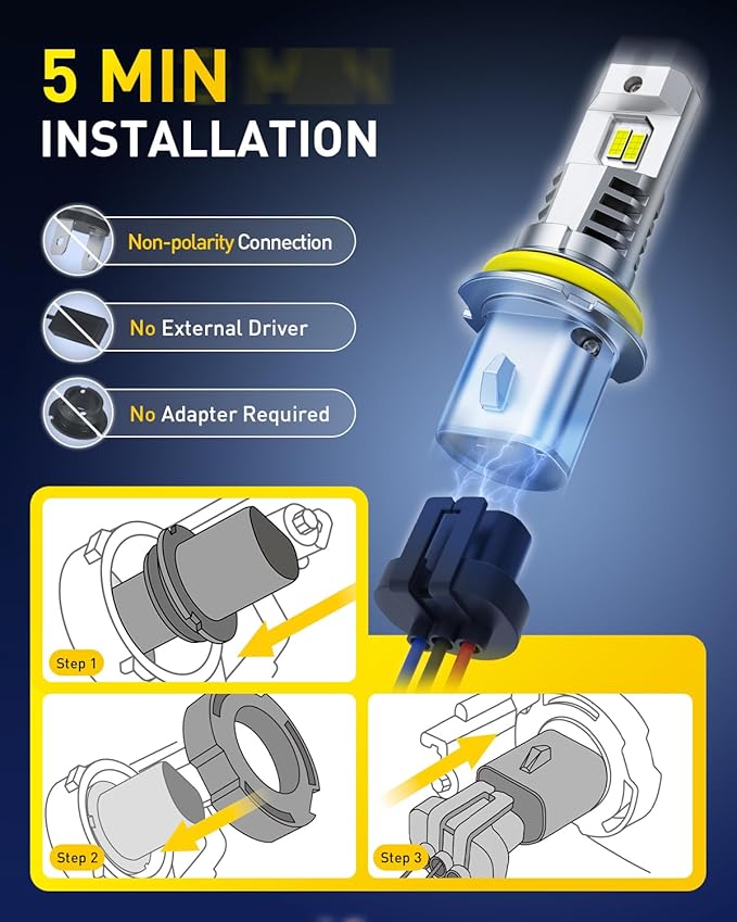 AUXITO Upgraded 9007/HB5 Bulbs, 80000LM 15000% Super Bright, 70000+ Hrs Service Life, 6500K Cool White, 1:1 Halogen Replacement, Canbus Ready, Plug N Play, Pack of 2