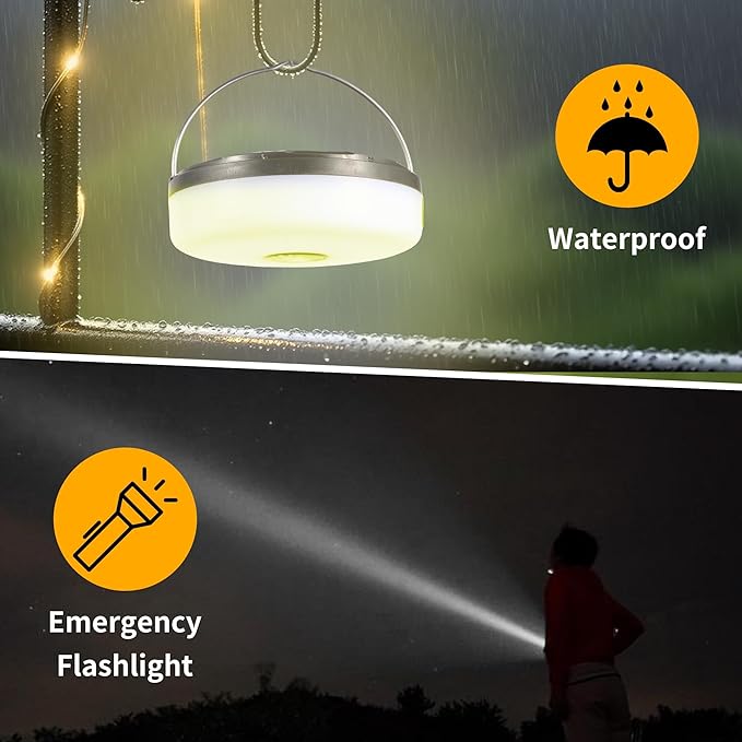 Camping String Lights Rechargeable, 32.8ft Retractable String Lights, Waterproof Indoor/Outdoor Use, 8 Modes, 4-in-1 Quick Storage Portable Lamp, Suitable for Camping, RVs, Parties, Christmas
