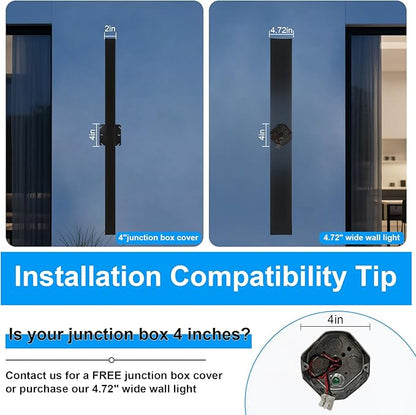 Modern Outdoor Wall Lights - 23.6inch Black Exterior Light Fixtures Wall, Porch Lights Outdoor Wall Sconce, Patio Long Strip Wall Light Fixtur Outside for Garage, House