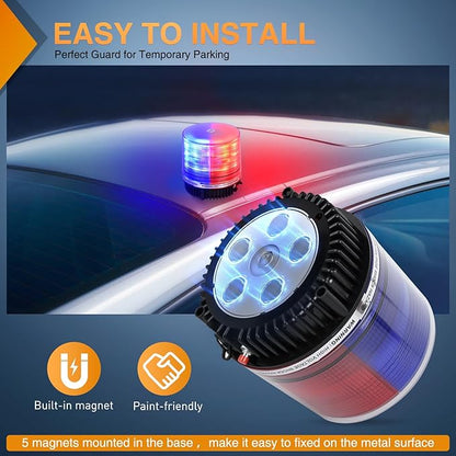 Nilight 18LED Strobe Lights Red Blue Wireless Rotating Emergency Safety Flashing Beacon Light with Magnetic Base Mount and Two Types of Plugs for Vehicle UTV Truck Forklift Tractor Snow Plow
