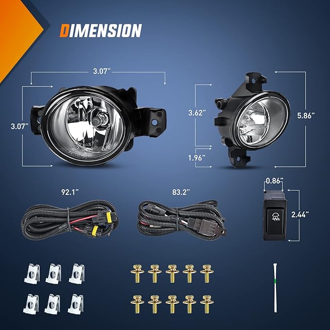 Nilight Fog Light Compatible with 2007 2008 2009 2010 2011 2012 2013 2014 2015 2016 2017 2018 2019 Nissan Altima Versa Note Maxima Pathfinder Infiniti QX60 M35 M45 G37 JX35