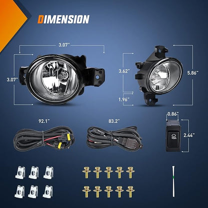 Nilight Fog Light Compatible with 2007 2008 2009 2010 2011 2012 2013 2014 2015 2016 2017 2018 2019 Nissan Altima Versa Note Maxima Pathfinder Infiniti QX60 M35 M45 G37 JX35