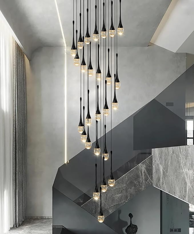 ykolupty H138''Modern Crystal Chandelier for High Ceiling,Large Spiral Crystal Chandeliers,Luxury Raindrop Foyer Chandeliers,Hanging Pendants Lighting for Entryway, Staircase,Hallways,Living Room